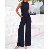 imageBTFBM One Piece Jumpsuits For Women Dressy Casual Spring Summer Outfits 2025 Sleeveless Mock Neck Wide Leg Pants RompersSolid Navy