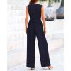 imageBTFBM One Piece Jumpsuits For Women Dressy Casual Spring Summer Outfits 2025 Sleeveless Mock Neck Wide Leg Pants RompersSolid Navy