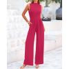 imageBTFBM One Piece Jumpsuits For Women Dressy Casual Spring Summer Outfits 2025 Sleeveless Mock Neck Wide Leg Pants RompersSolid Rose Red