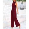 imageBTFBM One Piece Jumpsuits For Women Dressy Casual Spring Summer Outfits 2025 Sleeveless Mock Neck Wide Leg Pants RompersSolid Wine Red