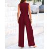 imageBTFBM One Piece Jumpsuits For Women Dressy Casual Spring Summer Outfits 2025 Sleeveless Mock Neck Wide Leg Pants RompersSolid Wine Red