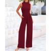 imageBTFBM One Piece Jumpsuits For Women Dressy Casual Spring Summer Outfits 2025 Sleeveless Mock Neck Wide Leg Pants RompersSolid Wine Red