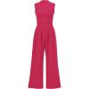 imageBTFBM One Piece Jumpsuits For Women Dressy Casual Spring Summer Outfits 2025 Sleeveless Mock Neck Wide Leg Pants RompersSolid Rose Red