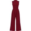 imageBTFBM One Piece Jumpsuits For Women Dressy Casual Spring Summer Outfits 2025 Sleeveless Mock Neck Wide Leg Pants RompersSolid Wine Red