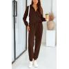 imageBTFBM Womens 2 Piece Sweatsuit Sets Fall Outfits Tracksuits 2025 Long Sleeve Half Zip Sweatshirt Sweatpants Lounge SetSolid Brown