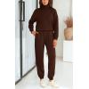 imageBTFBM Womens 2 Piece Sweatsuit Sets Fall Outfits Tracksuits 2025 Long Sleeve Half Zip Sweatshirt Sweatpants Lounge SetSolid Brown