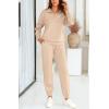 imageBTFBM Womens 2 Piece Sweatsuit Sets Fall Outfits Tracksuits 2025 Long Sleeve Half Zip Sweatshirt Sweatpants Lounge SetSolid Light Khaki