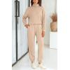 imageBTFBM Womens 2 Piece Sweatsuit Sets Fall Outfits Tracksuits 2025 Long Sleeve Half Zip Sweatshirt Sweatpants Lounge SetSolid Light Khaki