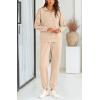 imageBTFBM Womens 2 Piece Sweatsuit Sets Fall Outfits Tracksuits 2025 Long Sleeve Half Zip Sweatshirt Sweatpants Lounge SetSolid Light Khaki