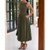 imageBTFBM Womens 2025 Summer Casual Sleeveless Midi Dress Patchwork Knit Tank Bubble Long Flowy Beach Maxi Sundress PocketsArmy Green