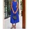 imageBTFBM Womens 2025 Summer Casual Sleeveless Midi Dress Patchwork Knit Tank Bubble Long Flowy Beach Maxi Sundress PocketsBlue