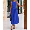 imageBTFBM Womens 2025 Summer Casual Sleeveless Midi Dress Patchwork Knit Tank Bubble Long Flowy Beach Maxi Sundress PocketsBlue