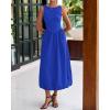 imageBTFBM Womens 2025 Summer Casual Sleeveless Midi Dress Patchwork Knit Tank Bubble Long Flowy Beach Maxi Sundress PocketsBlue