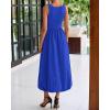 imageBTFBM Womens 2025 Summer Casual Sleeveless Midi Dress Patchwork Knit Tank Bubble Long Flowy Beach Maxi Sundress PocketsBlue