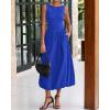 imageBTFBM Womens 2025 Summer Casual Sleeveless Midi Dress Patchwork Knit Tank Bubble Long Flowy Beach Maxi Sundress PocketsBlue