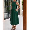 imageBTFBM Womens 2025 Summer Casual Sleeveless Midi Dress Patchwork Knit Tank Bubble Long Flowy Beach Maxi Sundress PocketsDark Green
