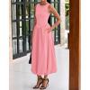imageBTFBM Womens 2025 Summer Casual Sleeveless Midi Dress Patchwork Knit Tank Bubble Long Flowy Beach Maxi Sundress PocketsPink