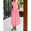 imageBTFBM Womens 2025 Summer Casual Sleeveless Midi Dress Patchwork Knit Tank Bubble Long Flowy Beach Maxi Sundress PocketsPink