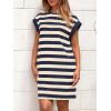 imageBTFBM Womens 2025 Summer Striped T Shirt Tunic Dress Loose Cap Sleeve Crew Neck Casual Cute Short Dresses PocketsNavy