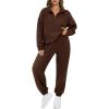 imageBTFBM Womens 2 Piece Sweatsuit Sets Fall Outfits Tracksuits 2025 Long Sleeve Half Zip Sweatshirt Sweatpants Lounge SetSolid Brown