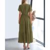 imageBTFBM 2024 Womens Summer Maxi Dresses Short Sleeve High Waist Tiered Flowy ALine Boho Beach Dress PocketsArmy Green
