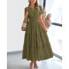 imageBTFBM 2024 Womens Summer Maxi Dresses Short Sleeve High Waist Tiered Flowy ALine Boho Beach Dress PocketsArmy Green