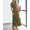 imageBTFBM 2024 Womens Summer Maxi Dresses Short Sleeve High Waist Tiered Flowy ALine Boho Beach Dress PocketsArmy Green