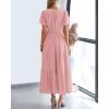 imageBTFBM 2024 Womens Summer Maxi Dresses Short Sleeve High Waist Tiered Flowy ALine Boho Beach Dress PocketsBean Paste Pink