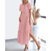 imageBTFBM 2024 Womens Summer Maxi Dresses Short Sleeve High Waist Tiered Flowy ALine Boho Beach Dress PocketsBean Paste Pink