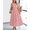imageBTFBM 2024 Womens Summer Maxi Dresses Short Sleeve High Waist Tiered Flowy ALine Boho Beach Dress PocketsBean Paste Pink