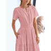 imageBTFBM 2024 Womens Summer Maxi Dresses Short Sleeve High Waist Tiered Flowy ALine Boho Beach Dress PocketsBean Paste Pink
