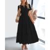 imageBTFBM 2024 Womens Summer Maxi Dresses Short Sleeve High Waist Tiered Flowy ALine Boho Beach Dress PocketsBlack