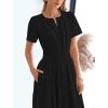 imageBTFBM 2024 Womens Summer Maxi Dresses Short Sleeve High Waist Tiered Flowy ALine Boho Beach Dress PocketsBlack