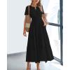 imageBTFBM 2024 Womens Summer Maxi Dresses Short Sleeve High Waist Tiered Flowy ALine Boho Beach Dress PocketsBlack
