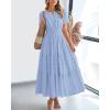 imageBTFBM 2024 Womens Summer Maxi Dresses Short Sleeve High Waist Tiered Flowy ALine Boho Beach Dress PocketsLight Blue