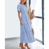 imageBTFBM 2024 Womens Summer Maxi Dresses Short Sleeve High Waist Tiered Flowy ALine Boho Beach Dress PocketsLight Blue