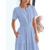 imageBTFBM 2024 Womens Summer Maxi Dresses Short Sleeve High Waist Tiered Flowy ALine Boho Beach Dress PocketsLight Blue