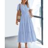 imageBTFBM 2024 Womens Summer Maxi Dresses Short Sleeve High Waist Tiered Flowy ALine Boho Beach Dress PocketsLight Blue