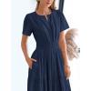 imageBTFBM 2024 Womens Summer Maxi Dresses Short Sleeve High Waist Tiered Flowy ALine Boho Beach Dress PocketsNavy