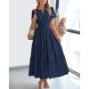 imageBTFBM 2024 Womens Summer Maxi Dresses Short Sleeve High Waist Tiered Flowy ALine Boho Beach Dress PocketsNavy