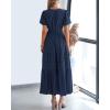 imageBTFBM 2024 Womens Summer Maxi Dresses Short Sleeve High Waist Tiered Flowy ALine Boho Beach Dress PocketsNavy