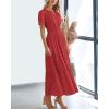 imageBTFBM 2024 Womens Summer Maxi Dresses Short Sleeve High Waist Tiered Flowy ALine Boho Beach Dress PocketsRed
