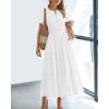imageBTFBM 2024 Womens Summer Maxi Dresses Short Sleeve High Waist Tiered Flowy ALine Boho Beach Dress PocketsWhite