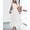 imageBTFBM 2024 Womens Summer Maxi Dresses Short Sleeve High Waist Tiered Flowy ALine Boho Beach Dress PocketsWhite