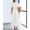 imageBTFBM 2024 Womens Summer Maxi Dresses Short Sleeve High Waist Tiered Flowy ALine Boho Beach Dress PocketsWhite