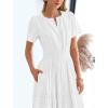 imageBTFBM 2024 Womens Summer Maxi Dresses Short Sleeve High Waist Tiered Flowy ALine Boho Beach Dress PocketsWhite
