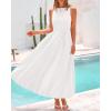 imageBTFBM 2025 Women Summer Sleeveless Dress Crew Neck Casual Loose Sundress Bubble Hem Flowy Tank Maxi Dresses with PocketsBeige White