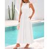imageBTFBM 2025 Women Summer Sleeveless Dress Crew Neck Casual Loose Sundress Bubble Hem Flowy Tank Maxi Dresses with PocketsBeige White