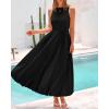 imageBTFBM 2025 Women Summer Sleeveless Dress Crew Neck Casual Loose Sundress Bubble Hem Flowy Tank Maxi Dresses with PocketsBlack