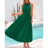 imageBTFBM 2025 Women Summer Sleeveless Dress Crew Neck Casual Loose Sundress Bubble Hem Flowy Tank Maxi Dresses with PocketsDark Green